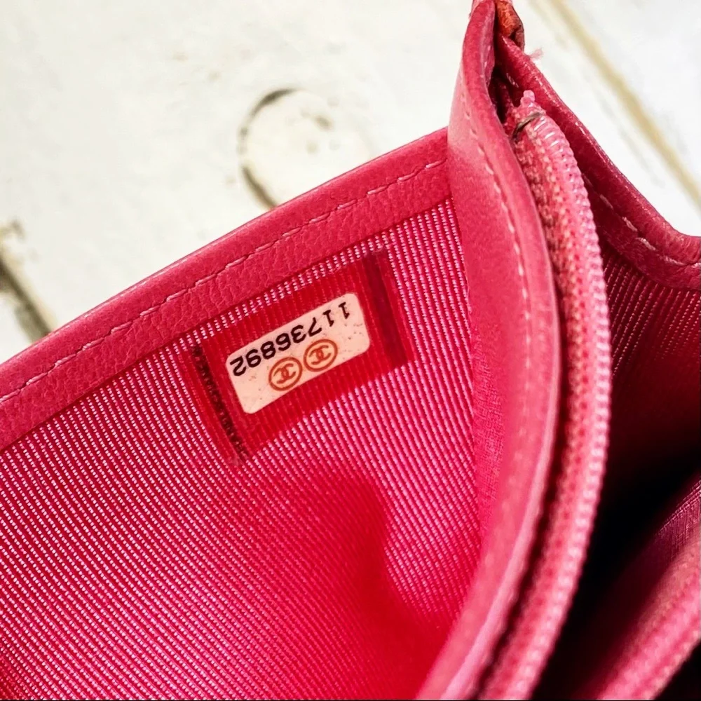 Chanel Pink Croc Stitched Canvas Reissue Wallet